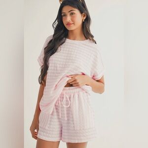 NWT Pink Stripe Shirt and Short Two Piece Set